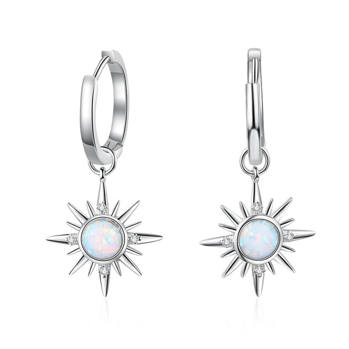 Designer Sun Opal Hoop Earrings For Women