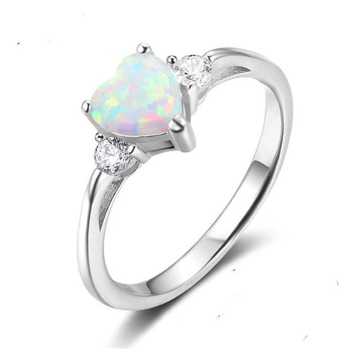 Silver Color Opal Stone Ring