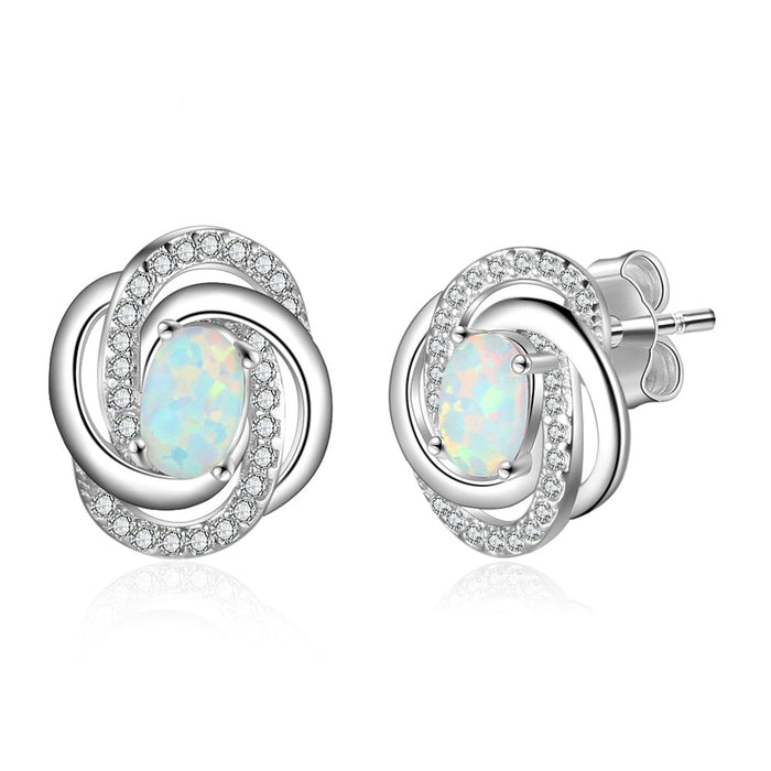 Spiral Pattern Shape Milky Opal Stone Earring