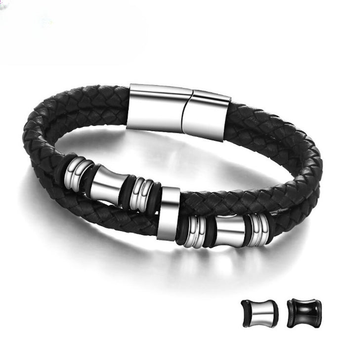 Stainless Steel Leather Men's Bracelets