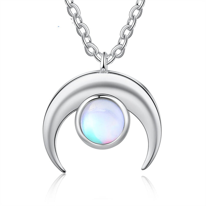 Silver Moon Moonstone Necklaces For Women