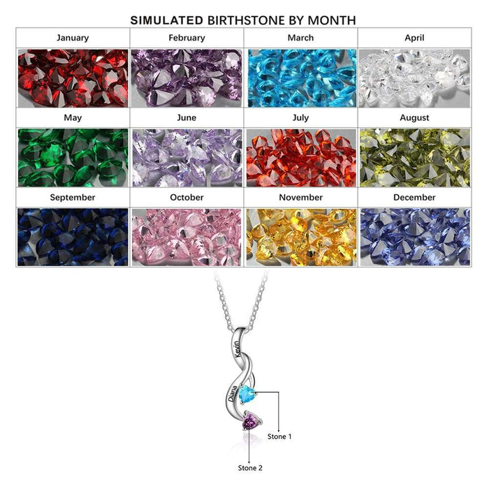 Personalized Birthstone Name Engraved Pendant
