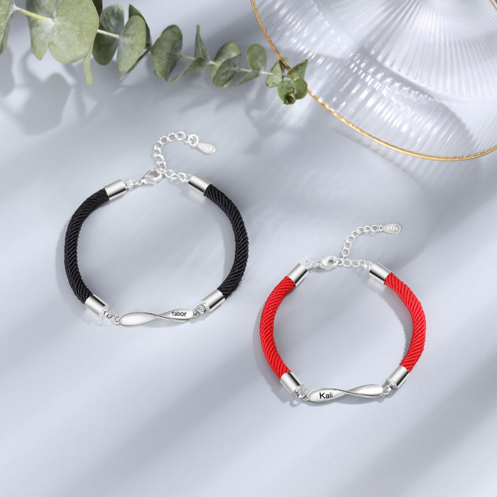 2 Pieces Personalized Infinity Sign Couple Bracelets