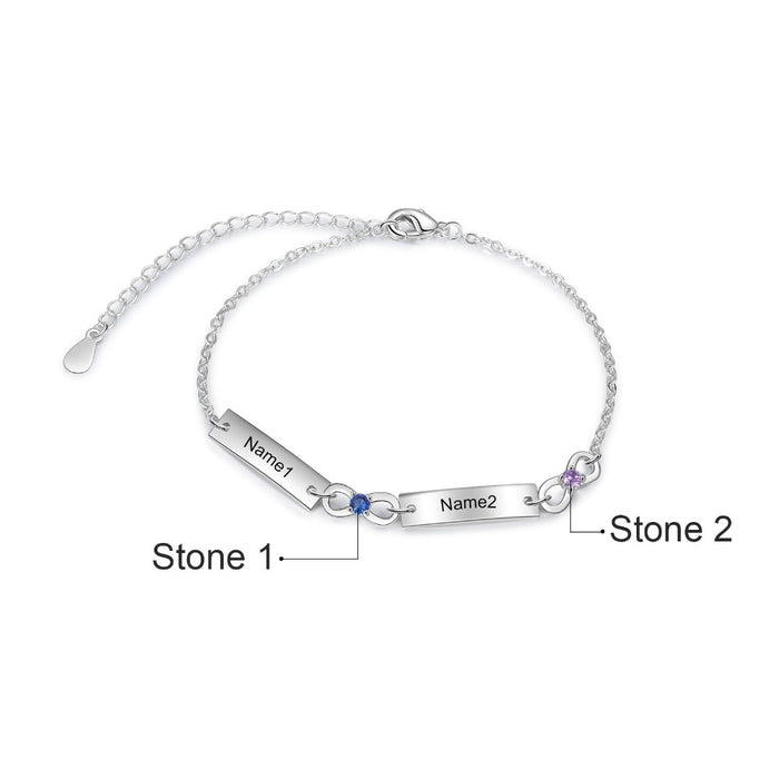 Adjustable Chain 2 Birthstone Infinity Bracelets