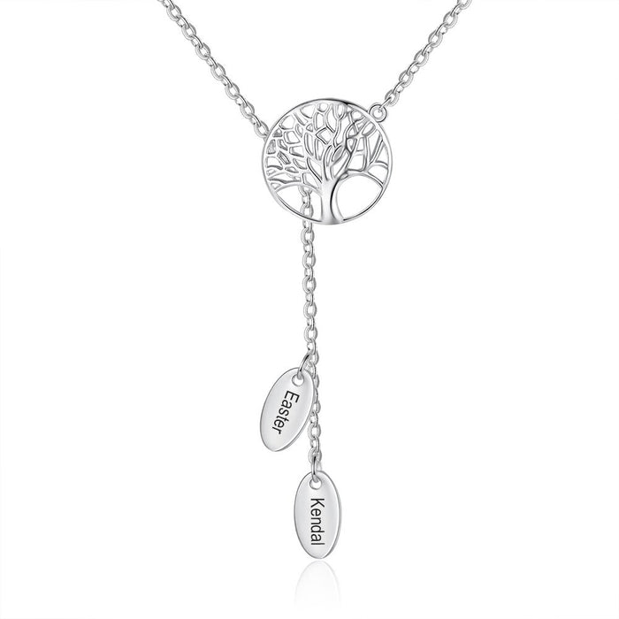 Tree Of Life Personalized 2 Names Engraved Necklace