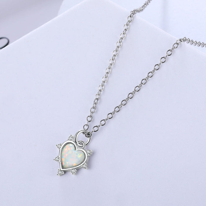 Cordate White Fire Opal Necklace