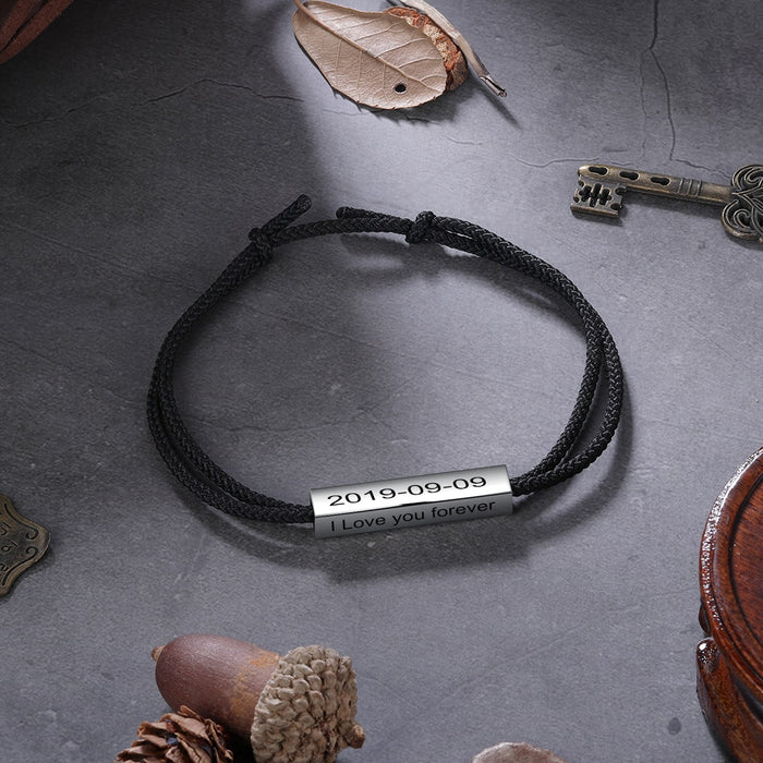 Customized Name Adjustable Rope Men's Bracelet