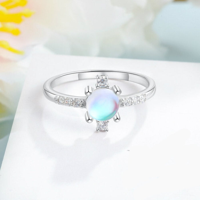 Sterling Silver Rainbow Moonstone Ring For Women