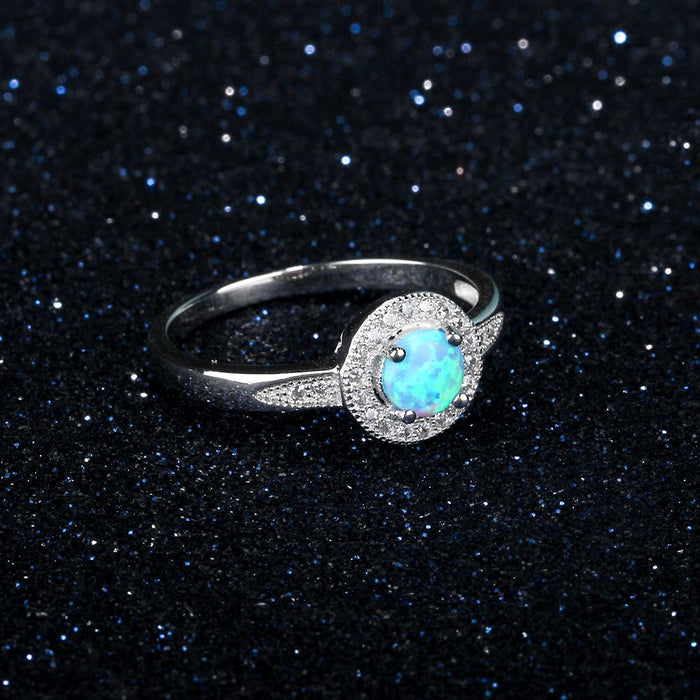 Women Color Ring With Blue Opal Stone