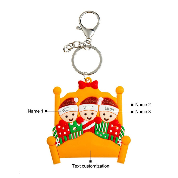 Personalized 3 Names Engraving Christmas Keychain