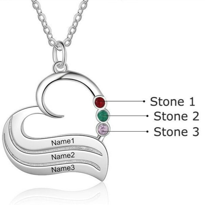 Customized 3 Name Engraved Pendant Necklace
