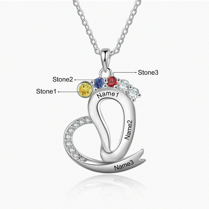 Personalized 3 Name Engraved Heart-Shaped Pendant