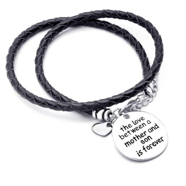 The Love Between A Mother And Son Is Forever - Hand Stamped Bracelet