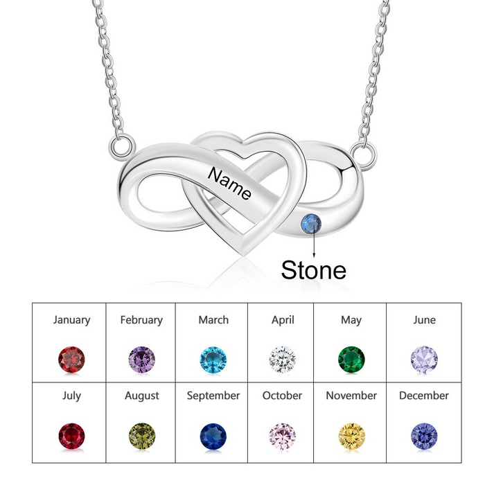 Infinity Love-Heart 1 Name 1 Stone Pendant