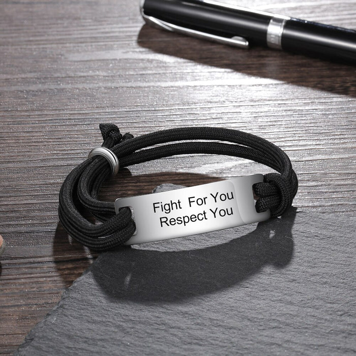 Personalized Engraving Adjustable Rope Bracelets for Men