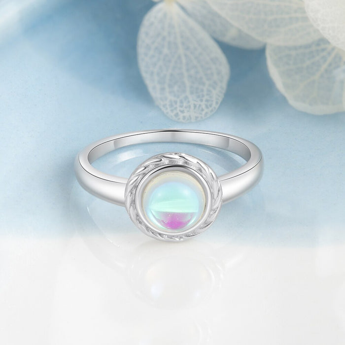 Classic Silver Ring With Round Moonstone