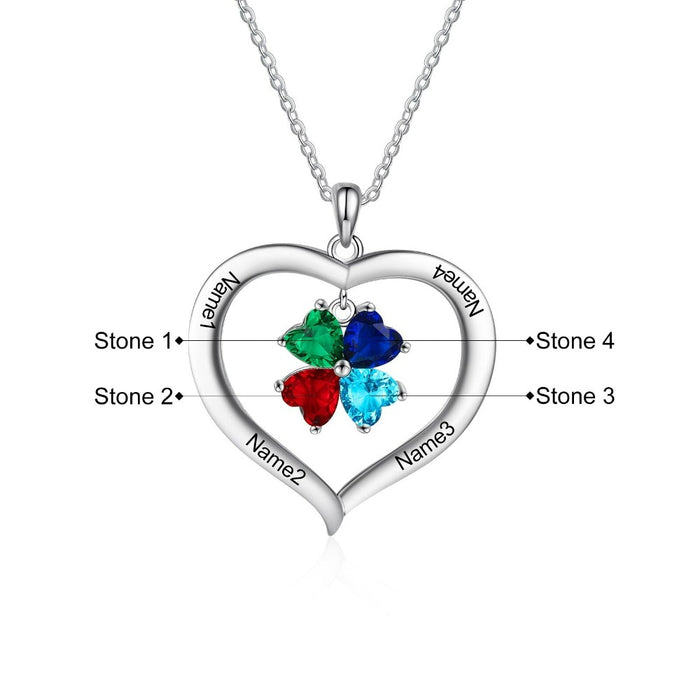 Personalized Heart Shaped Necklace Of 4 Stones — Florence Scovel 