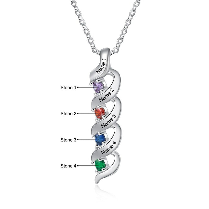 Personalized 4 Stones Twisted Pendant