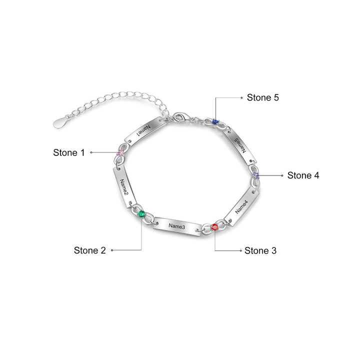 Adjustable Chain 5 Birthstone Infinity Bracelets