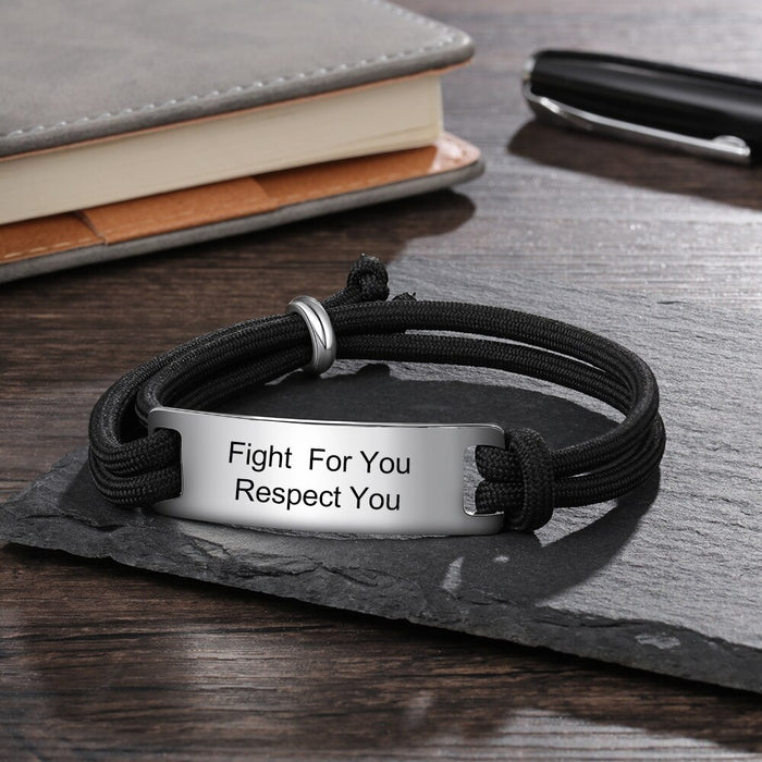 Personalized Engraving Adjustable Rope Bracelets for Men