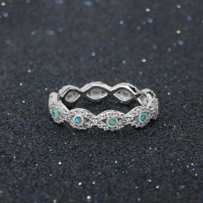 Infinity Sterling Silver Blue Opal Stone Ring