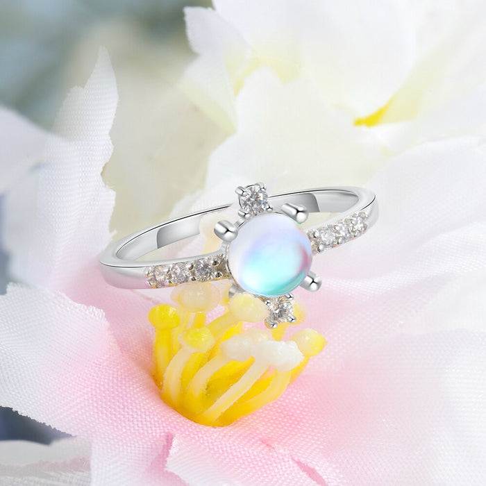 Sterling Silver Rainbow Moonstone Ring For Women