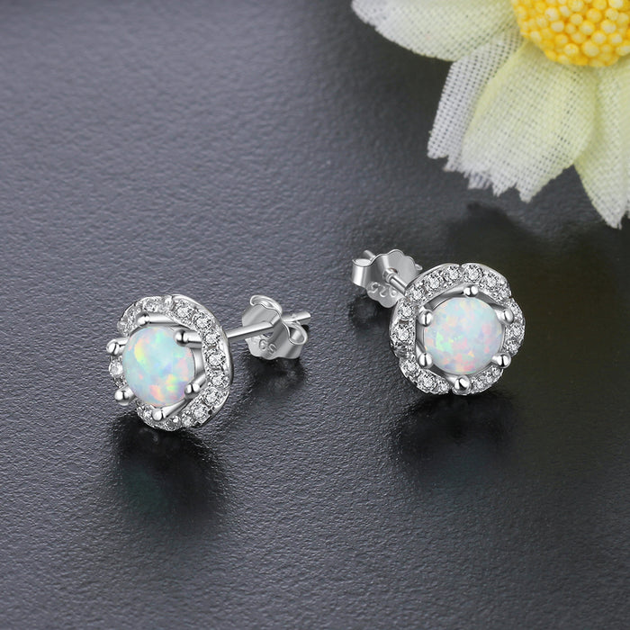 Flower Shape Opal Stone Earring