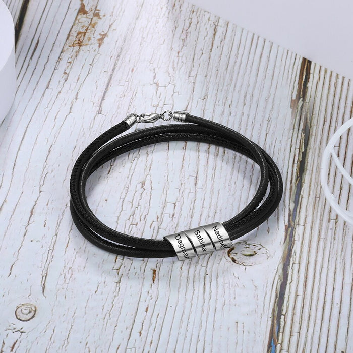 Personalized Engraved Name Beads Bracelets For Men