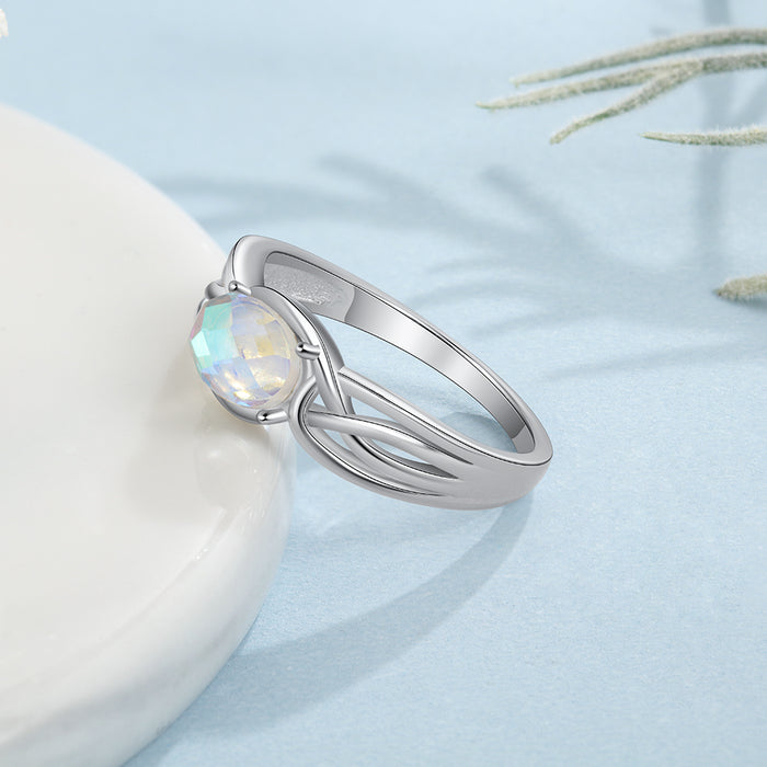 Sterling Silver Oval Rainbow Moonstone Rings