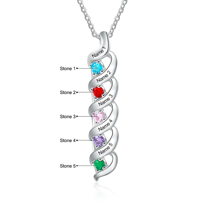Personalized 5 Stones Twisted Pendant