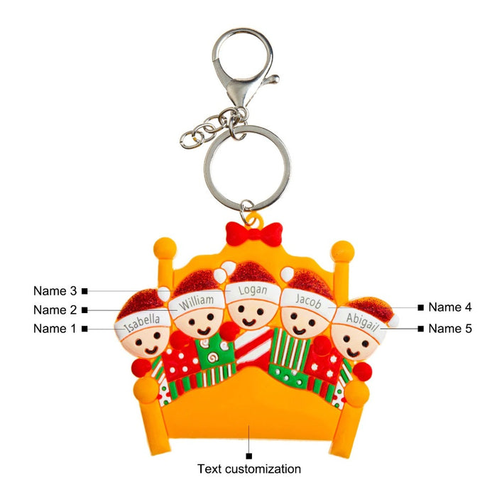 Personalized 5 Names Engraving Christmas Keychain