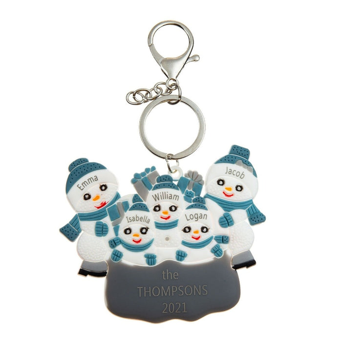 Customized Snowman 5 Names Engraving Keychain