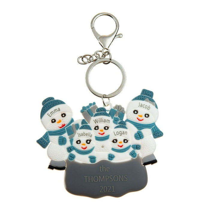 Personalized 5 Names Snowman Keychain for Woman