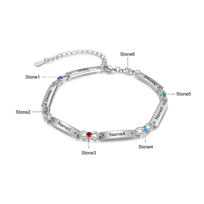 Adjustable Chain 6 Birthstone Infinity Bracelets
