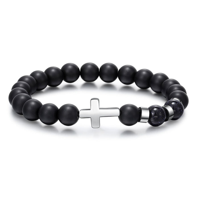 Personalized 3 Name Beaded Cross Bracelets For Men