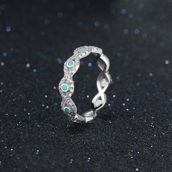 Infinity Sterling Silver Blue Opal Stone Ring