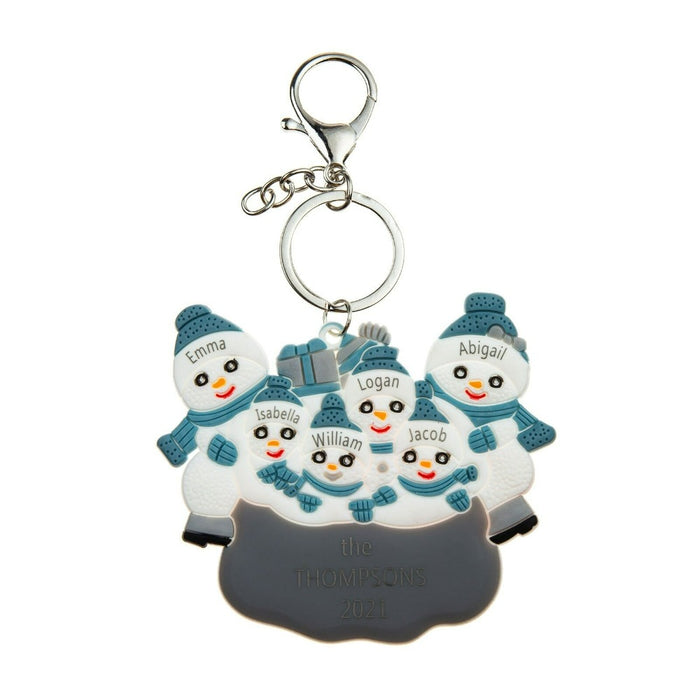 Personalized 6 Names Snowman Keychain for Woman