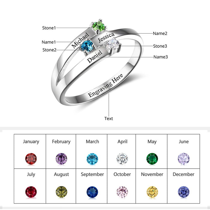 Sterling Silver Personalized Family Name Engraved Rings