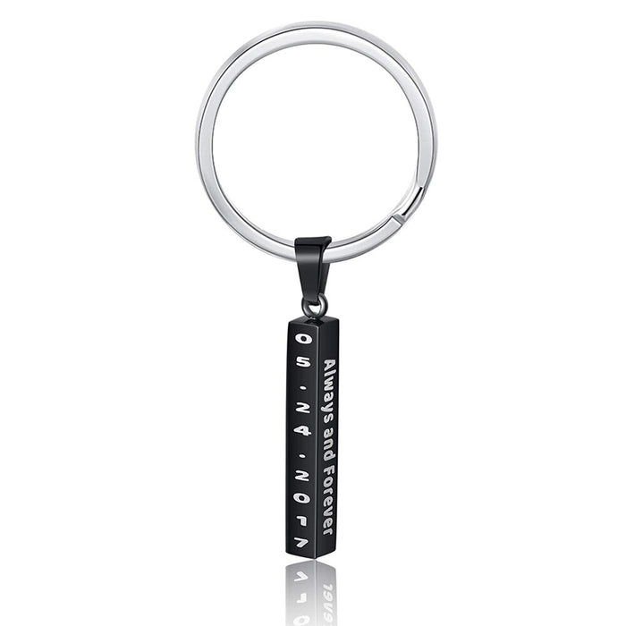 Personalized 4 Sides Engraving Vertical Bar Keychain