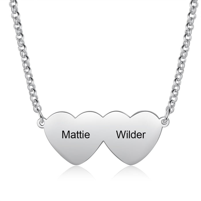 Personalized Engraved 2 Names Heart Pendant