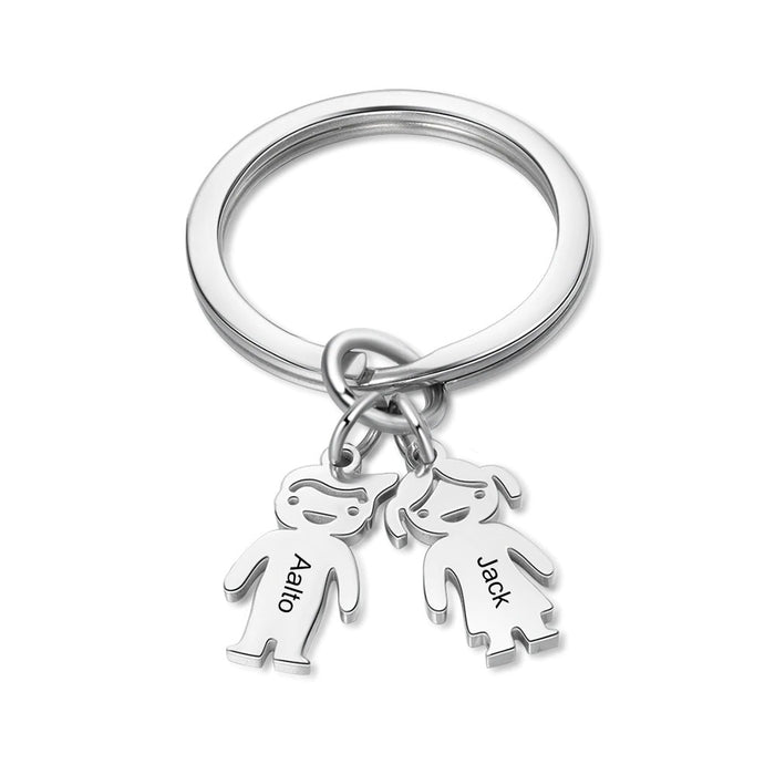 Customized 2 Names Stainless Steel Children Charm Keychain