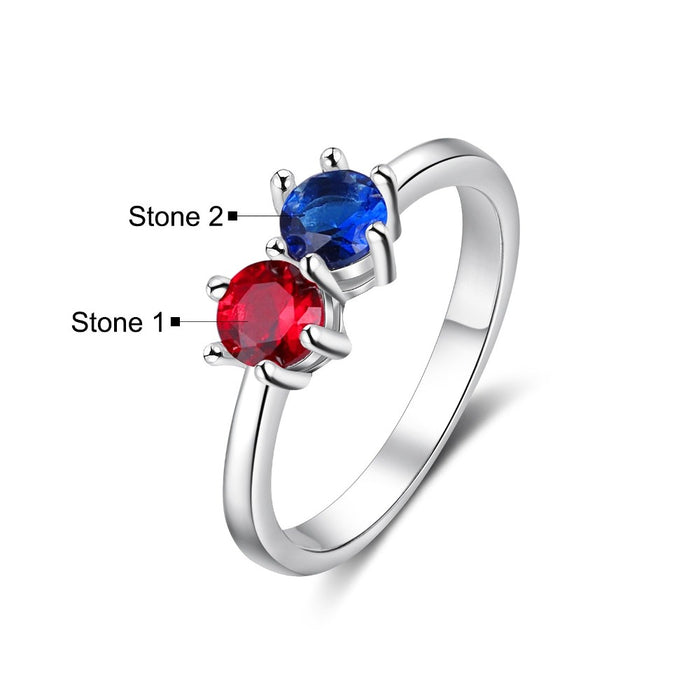 Personalized 2 Birthstone Rings For Women