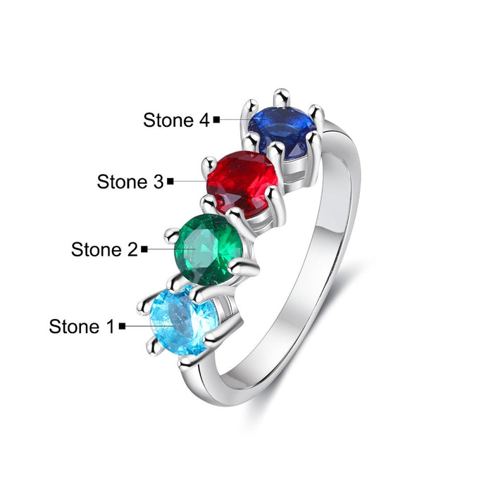 Personalized 4 Birthstone Rings For Women