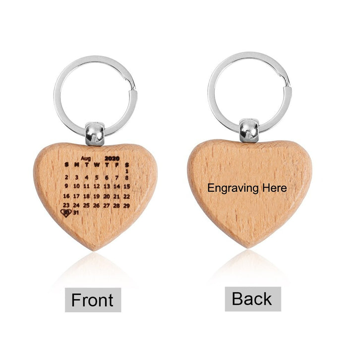 Personalized Name & Date Engraving Wooden Keychains