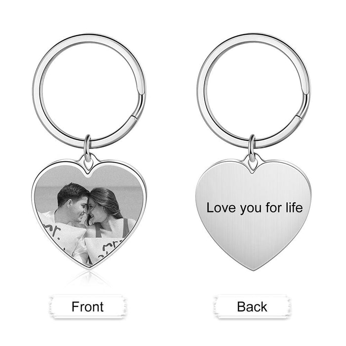 Custom Cordate Photo Keychain For Couples