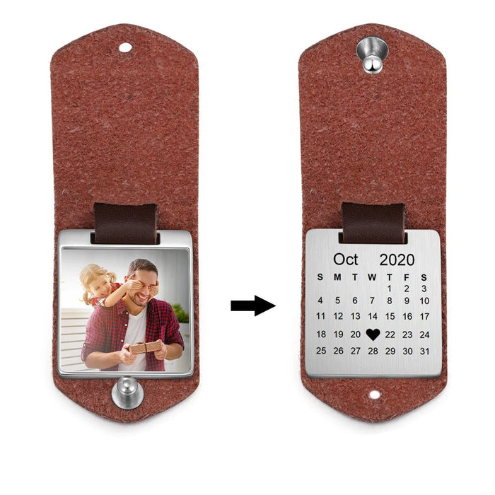 Personalized Photo Leather Keychain