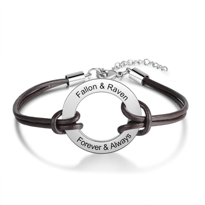 Customized Stainless Steel 2 Names Circle Bracelets