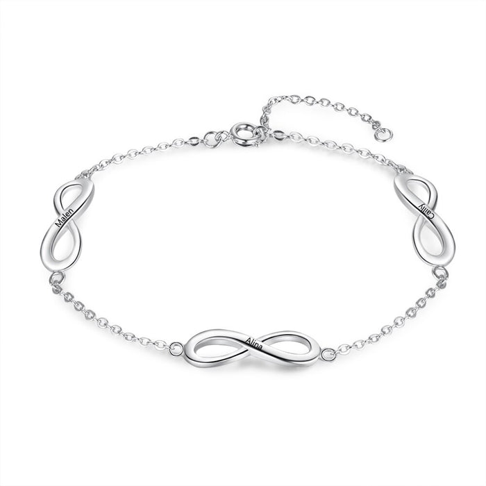 Personalized Engravable 3 Infinity Bracelets For Women