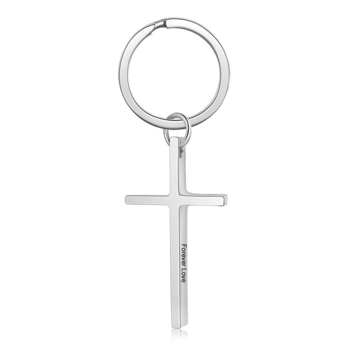 Personalized Engraving Steel Cross Keychain