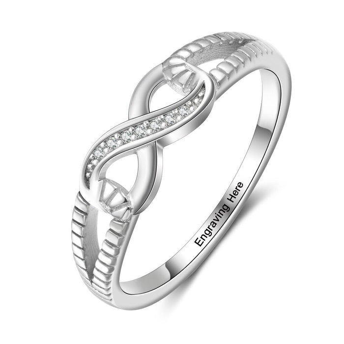 Silver Color Infinity 1 Name Rings for Women